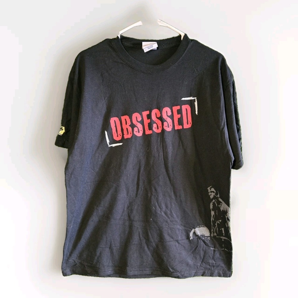 Definition Shirt Mens Large Black "Obsessed" Graphic Print Double‎ Sided Funny